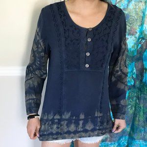 Vintage Blue Long Sleeve Blouse